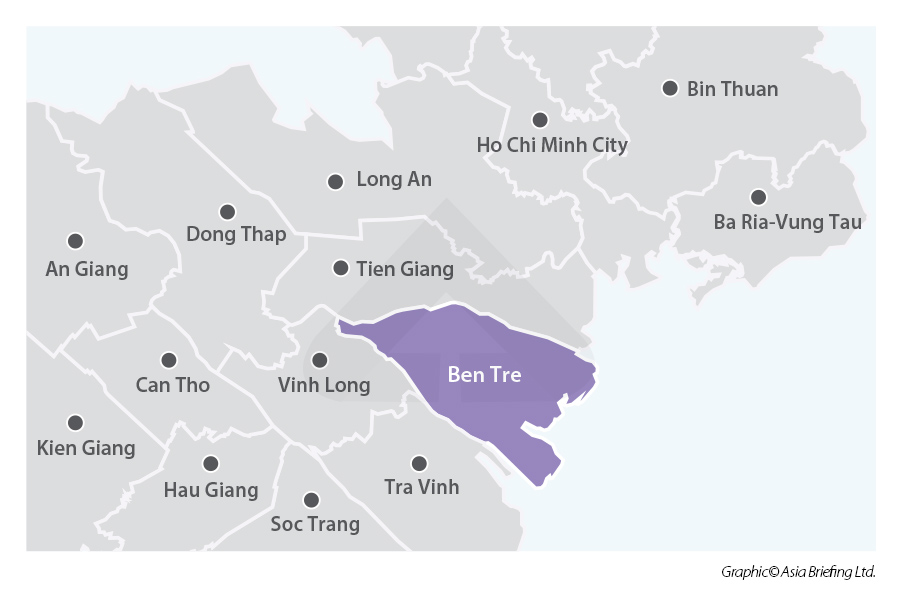 How many miles from vietnam ben tre to california ?